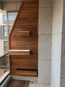 Balkon teras cephe iroko lambri deck
