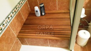Duş için Teak Izgara Paspas