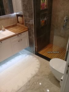 iroko wood shower deck